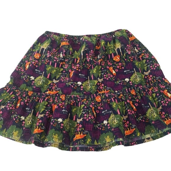 Lands End Forest Corduroy Skirt Fox Rabbit Cotton Pull On Girls Size Large - Picture 7 of 11